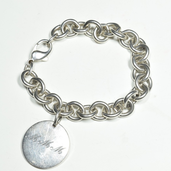 Vintage Tiffany & Co.Round Tag Charm Sterling Silver 925 Bracelet - Picture 2 of 5
